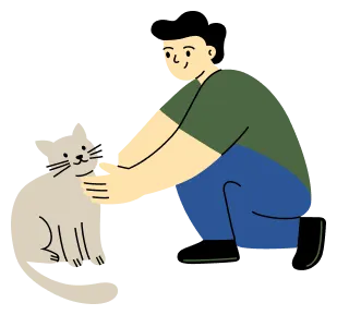 Illustration of a man with his cat